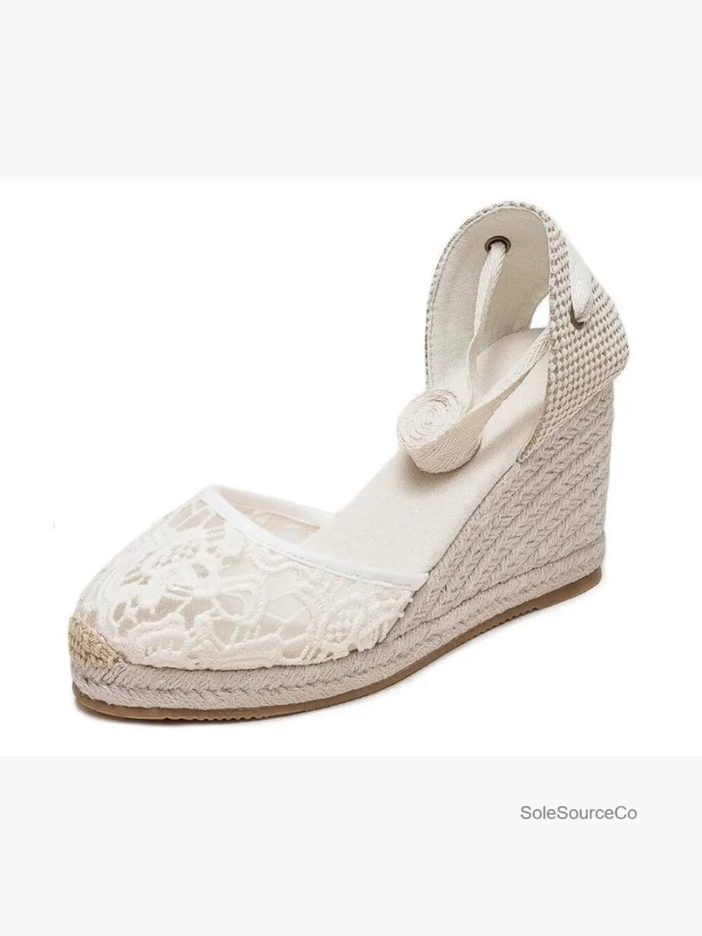 Espadrille Wedge Sandals Closed Toe Platform Lace Up Ankle Strap Slingback